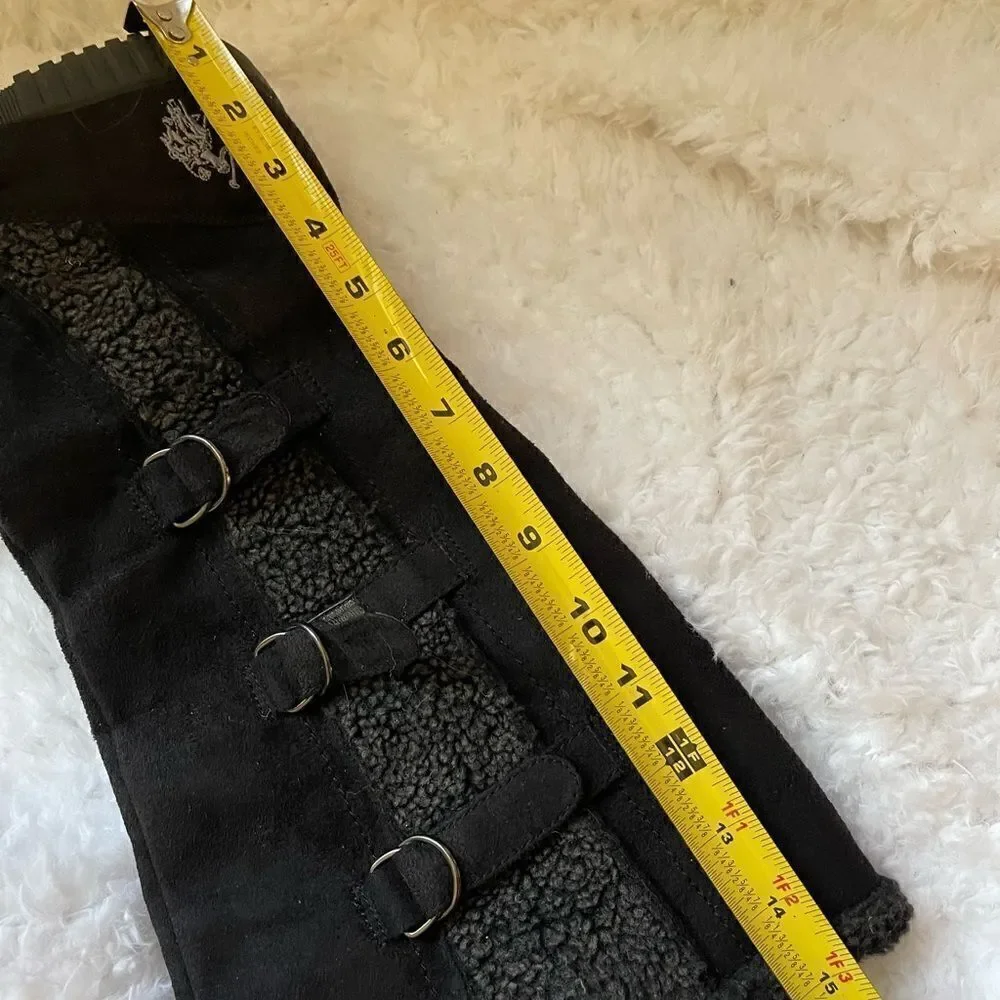 US Polo Assn black faux suede mid  calf pull on boots rubber soles size 11